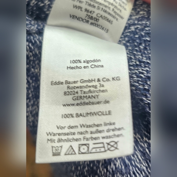 Eddie Bauer Women's Long Sleeve V-Neck Tight Knit Sweater Blue White Size Small - Picture 11 of 13